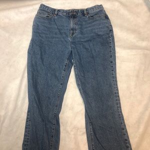 Lands End Jeans Womens Size 14 Blue Denim Straight Leg 100% Cotton High Rise